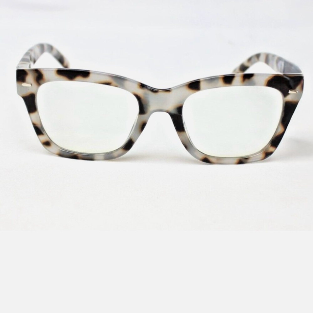 NWOT Foster Grant Square Gray Tortoise Shell Print Blue Light Glasses